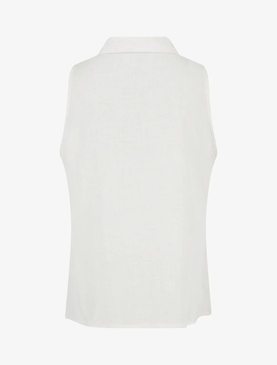 Mouwloze blouse met bloemenborduursel - Ecru - Image 2