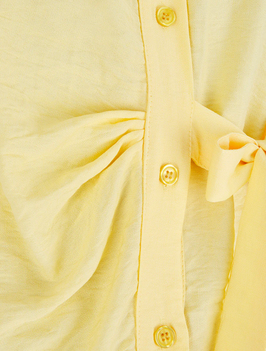 Mouwloze blouse met drapeereffect - Geel - Image 3