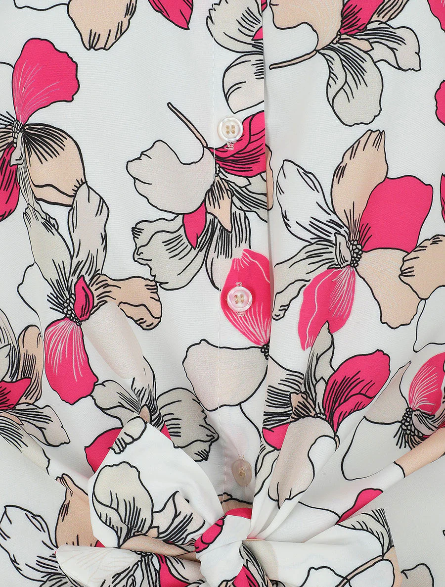 Mouwloze blouse met knoopbandjes - wit - Image 3