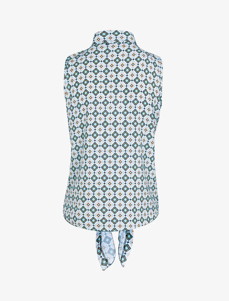 Mouwloze blouse met stippen - wit - Image 2