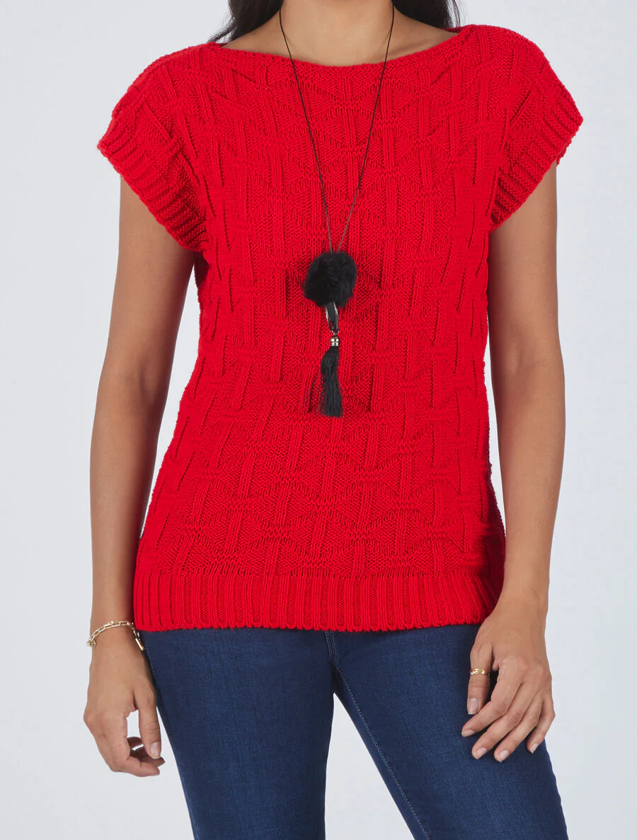 Mouwloze eenkleurige trui - Rood - Image 4