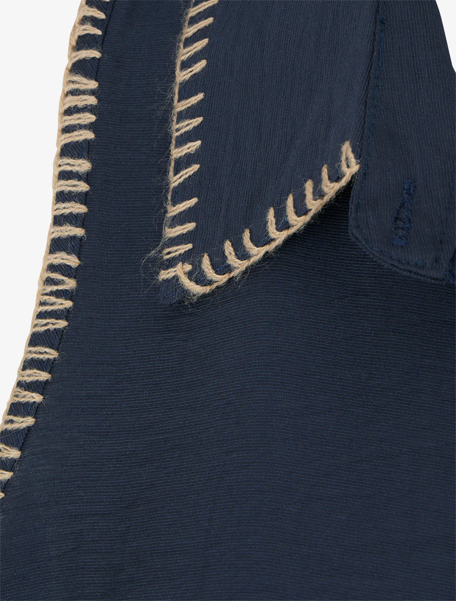 Mouwloze effen blouse met knopen - Marine - Image 3