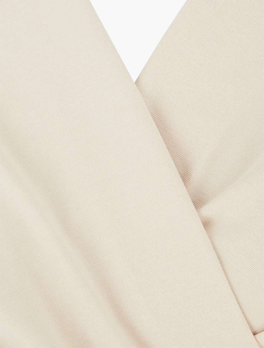 Mouwloze effen overslagjurk - Beige - Image 3