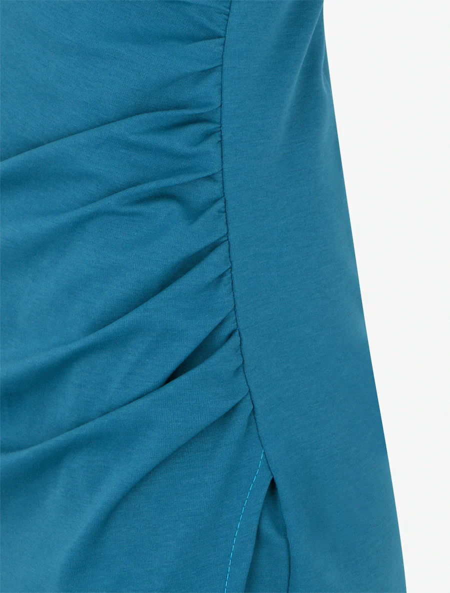 Mouwloze effen overslagjurk - Eendenblauw - Image 3