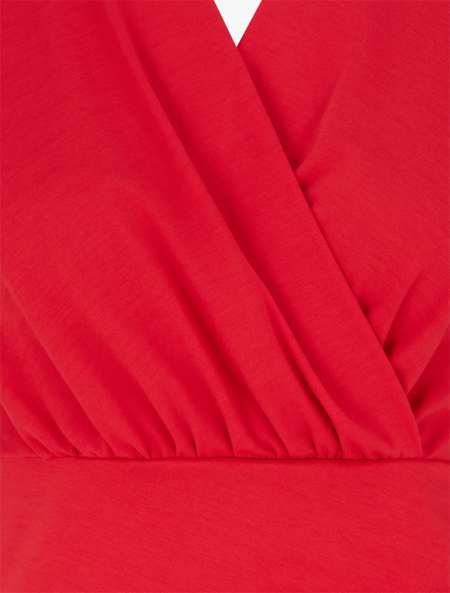 Mouwloze effen overslagjurk - Rood - Image 3