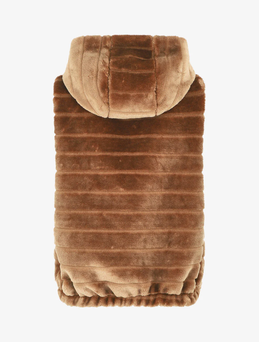 Mouwloze jas van synthetisch bont - Kameel - Image 2