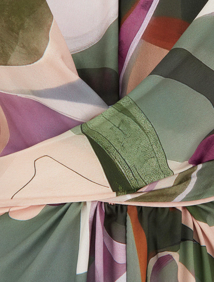 Mouwloze jumpsuit met abstracte print - Kaki - Image 3
