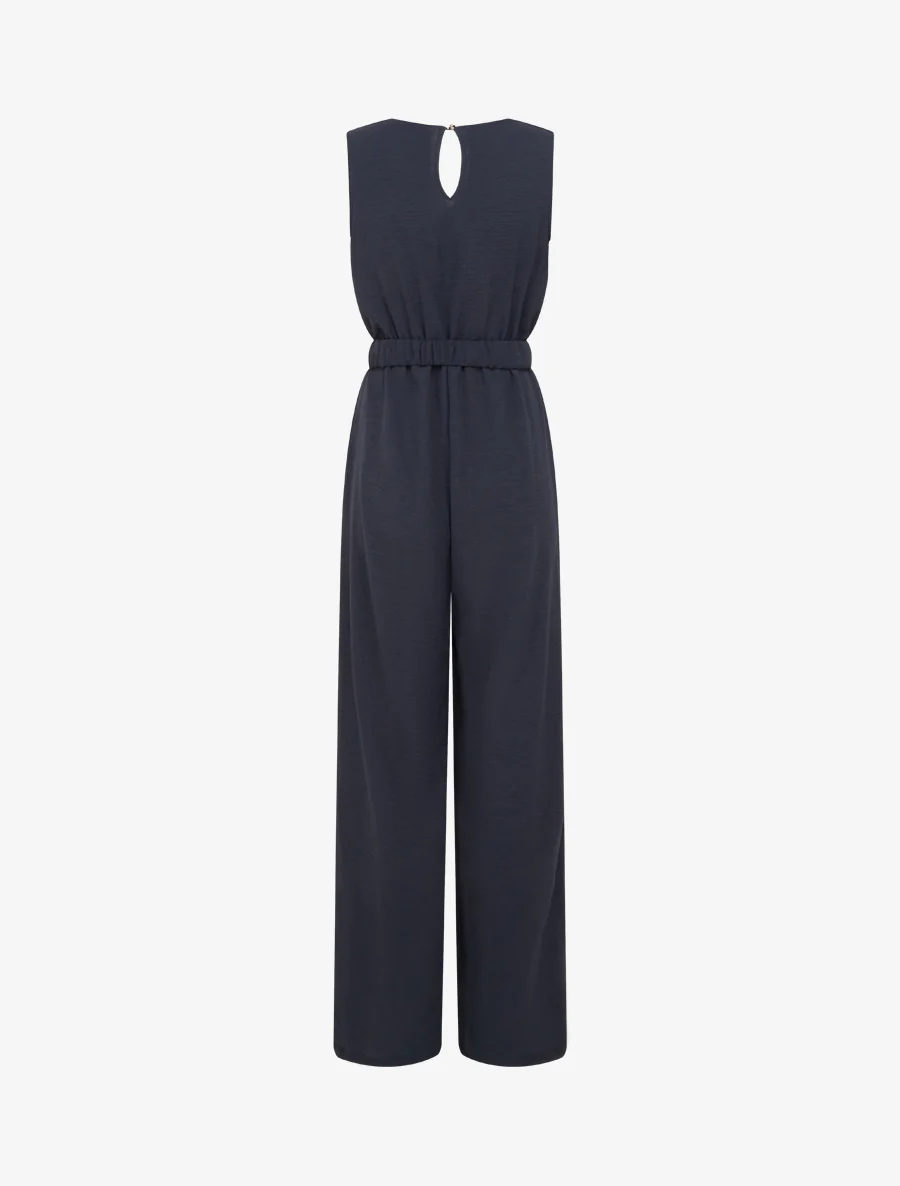 Mouwloze jumpsuit met riem - Marine - Image 2