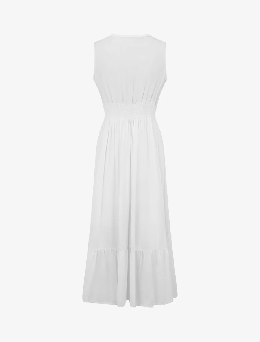Mouwloze jurk met borduursels - Wit - Image 2