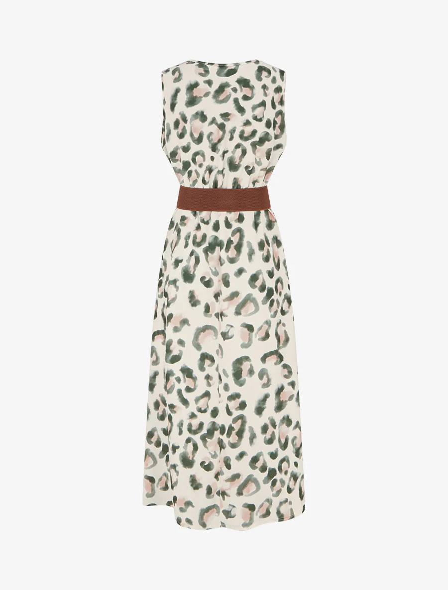 Mouwloze jurk met luipaardprint - Kaki - Image 2