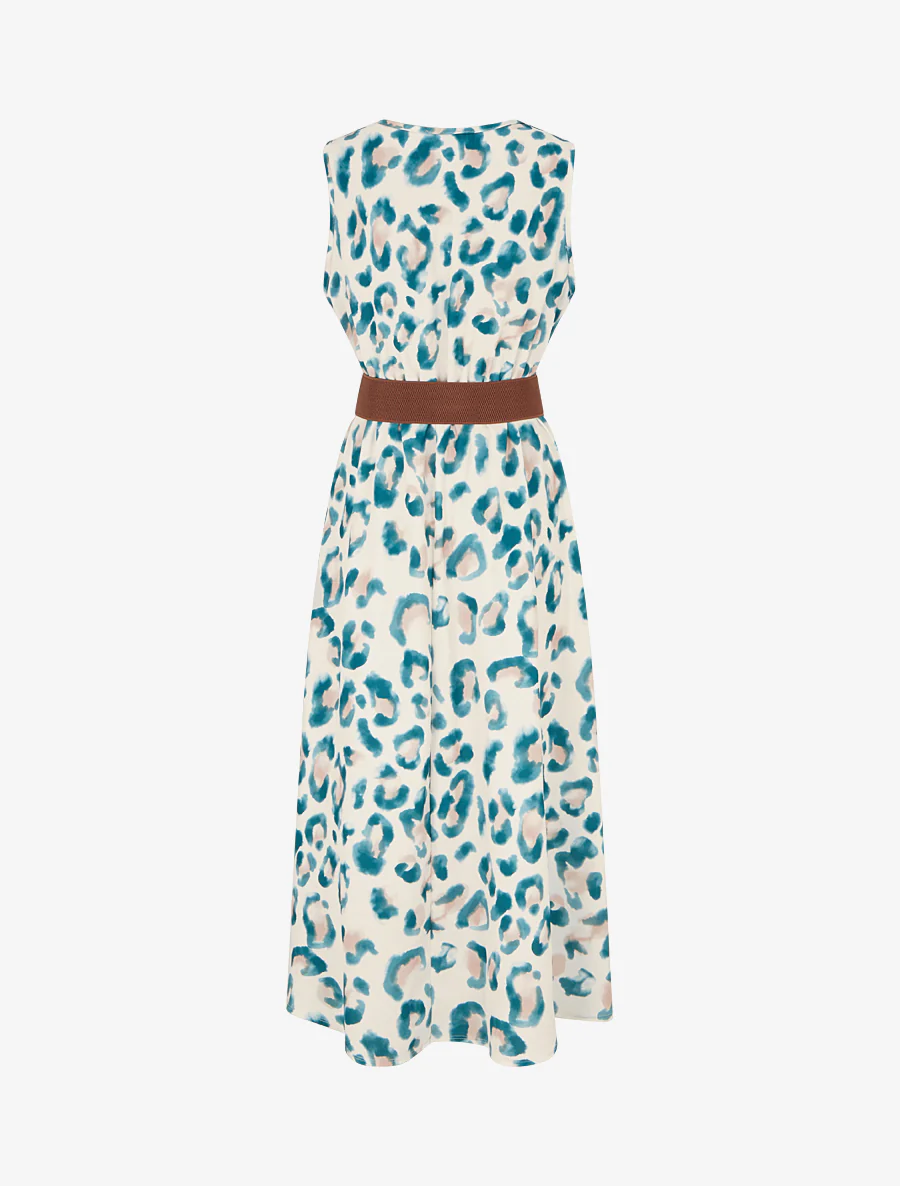 Mouwloze jurk met luipaardprint - Groen - Image 2
