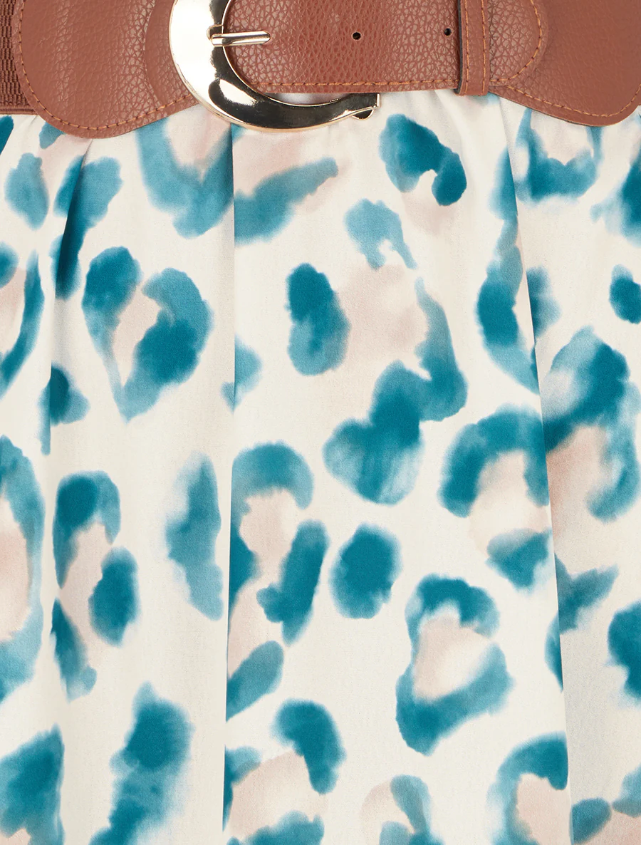 Mouwloze jurk met luipaardprint - Groen - Image 3
