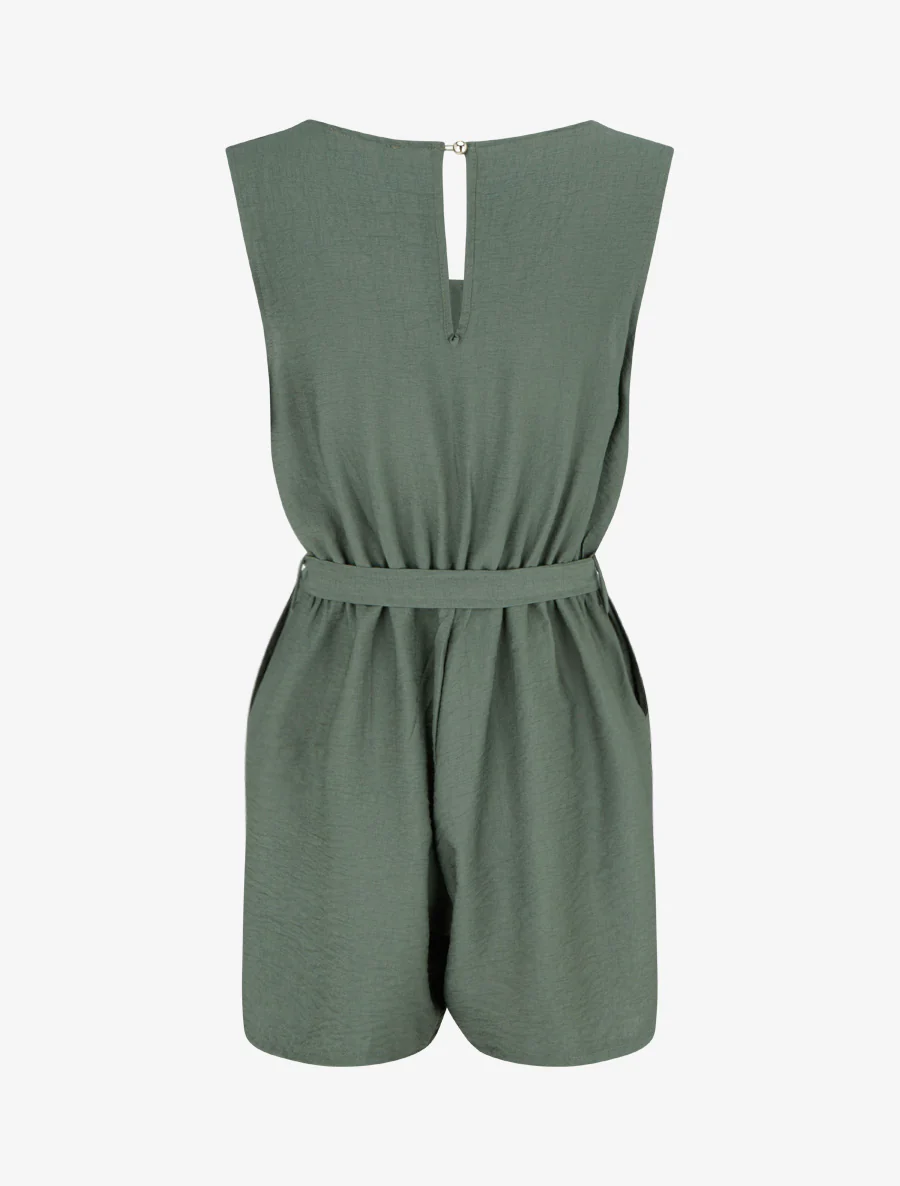 Mouwloze knoopsluiting playsuit - Kaki - Image 2