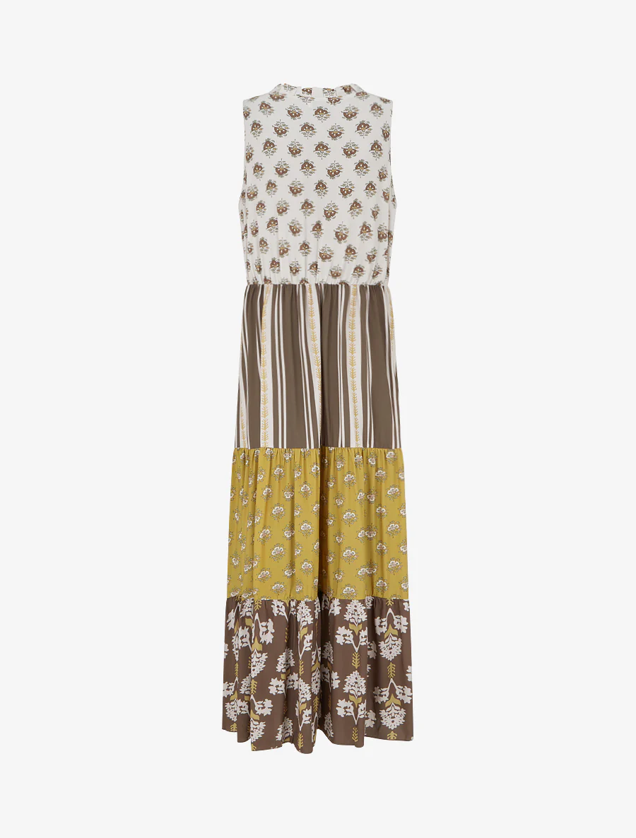 Mouwloze lange jurk met bloemenpatchwork - Mol - Image 2
