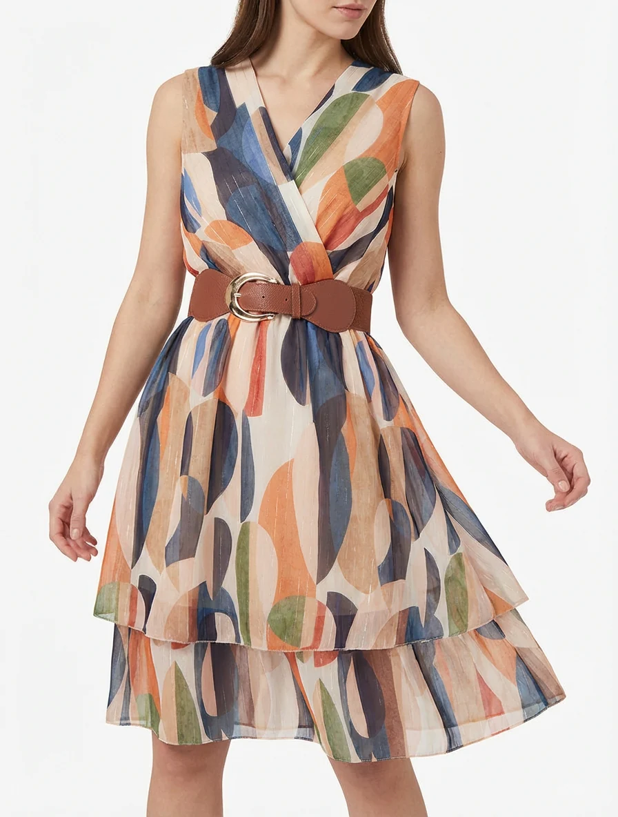 Mouwloze skaterjurk met fantasieprint - Marine - Image 4
