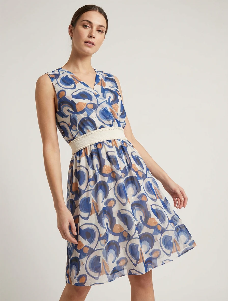 Mouwloze skaterjurk met grafische print - Marine - Image 4