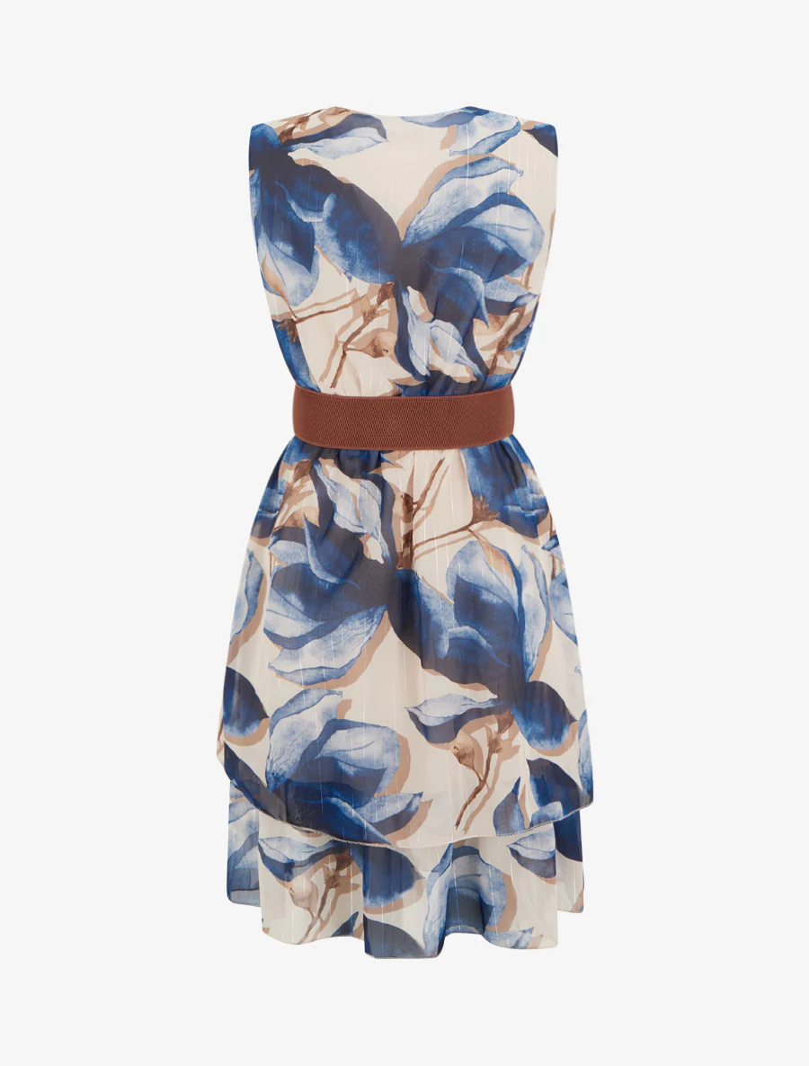 Mouwloze skaterjurk met grote bloemenprint - Marine - Image 2