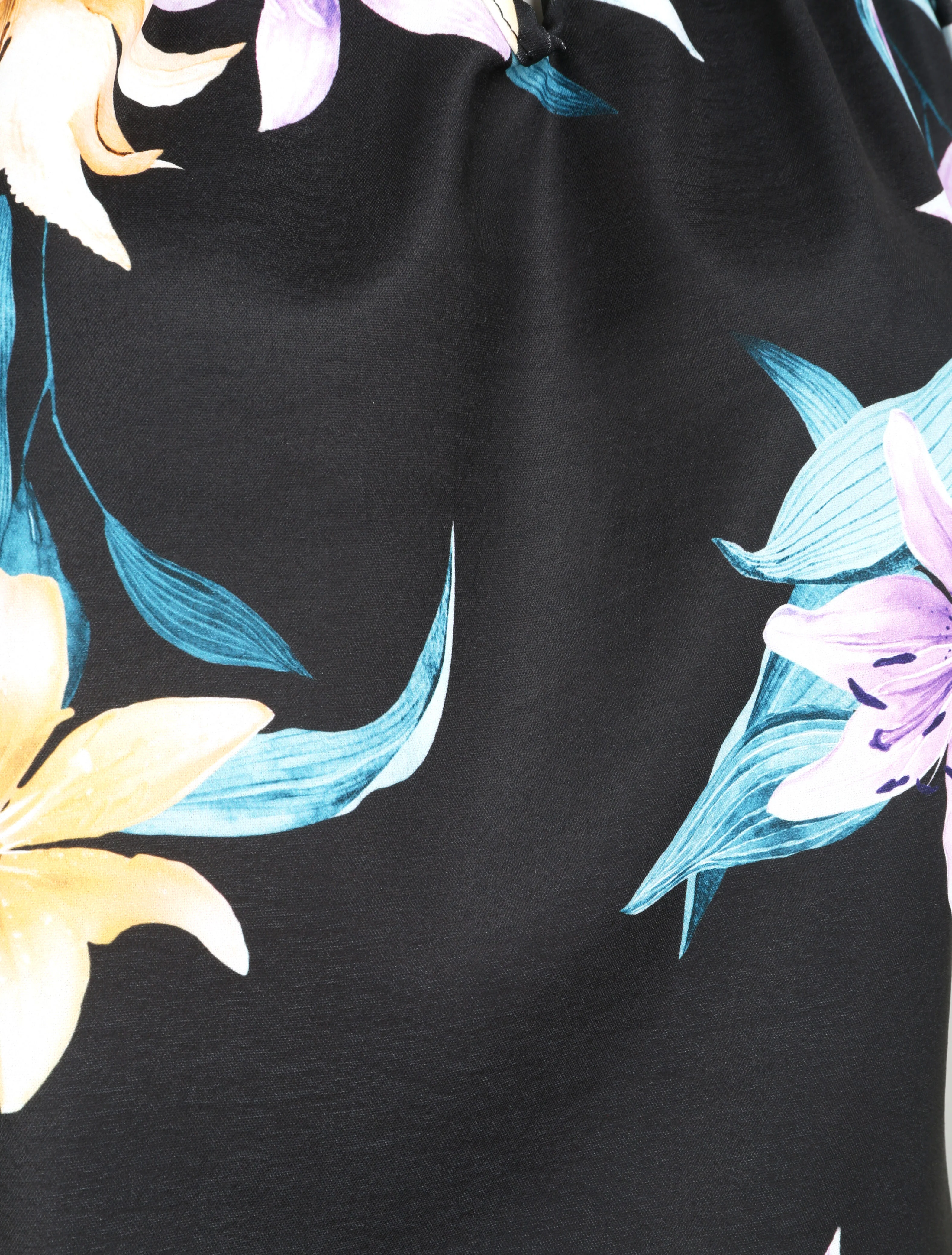 Mouwloze top met lelieprint - Zwart - Image 3