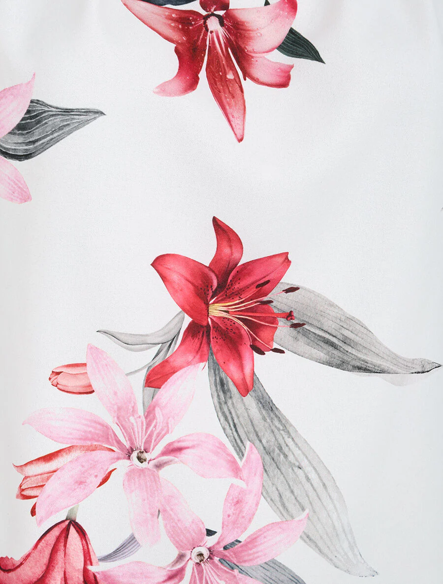 Mouwloze top met lelieprint - Wit - Image 3