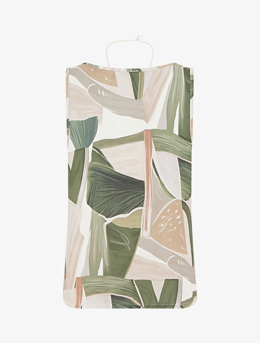 Mouwloze top met abstracte print - Kaki - Image 2