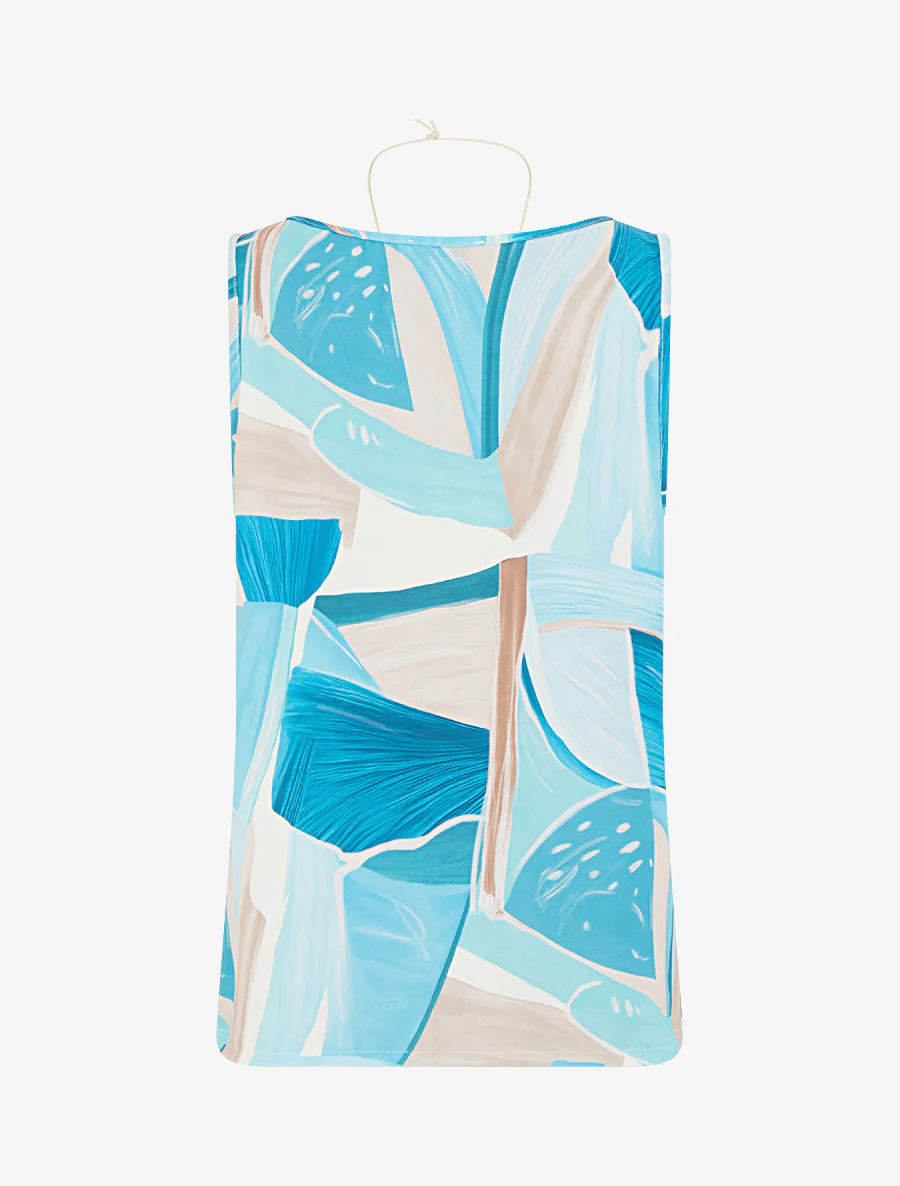 Mouwloze top met abstracte print - Turkoois - Image 2