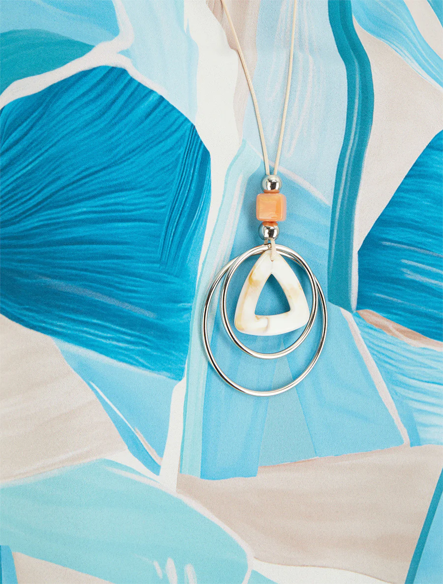 Mouwloze top met abstracte print - Turkoois - Image 3