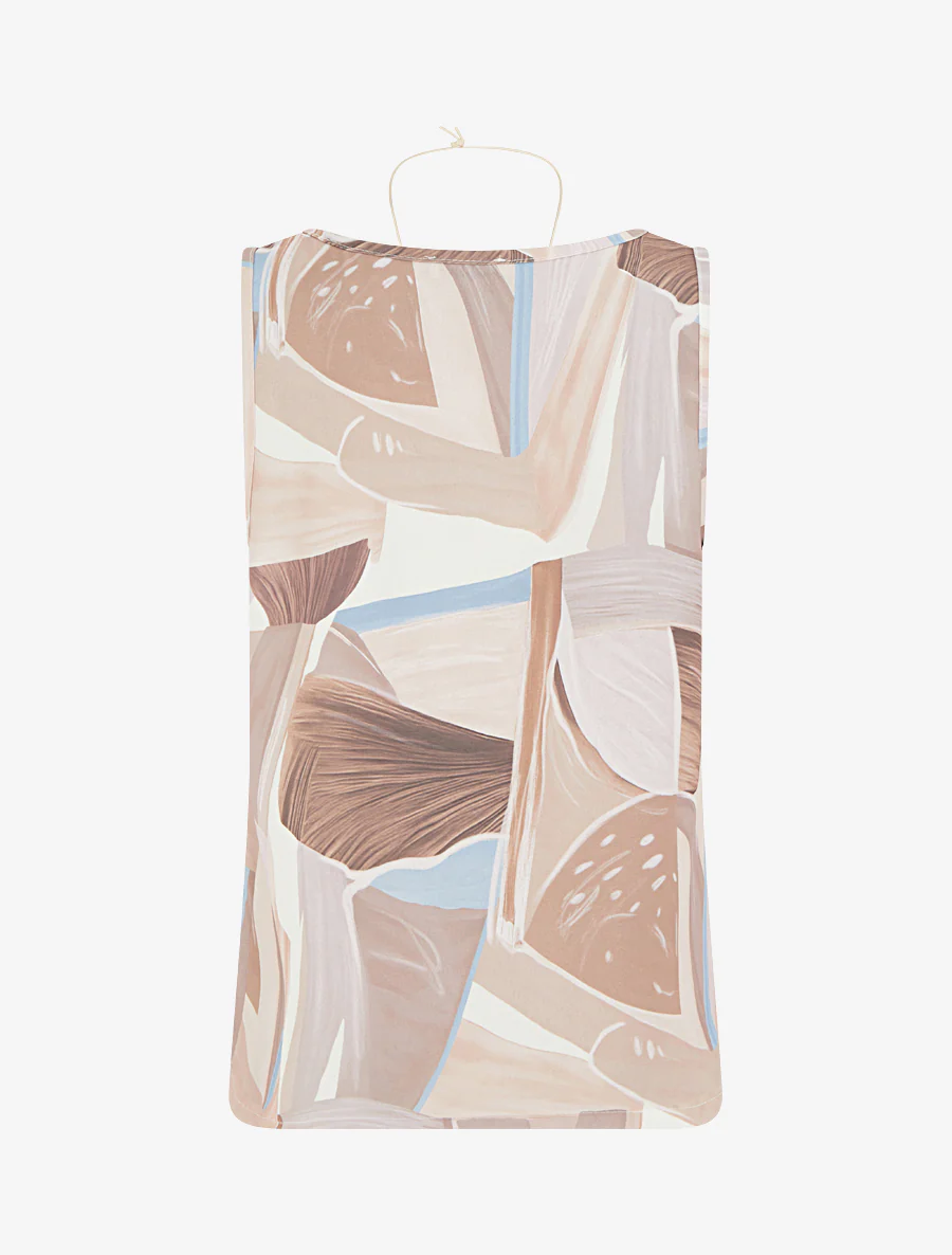 Mouwloze top met abstracte print - Beige - Image 2