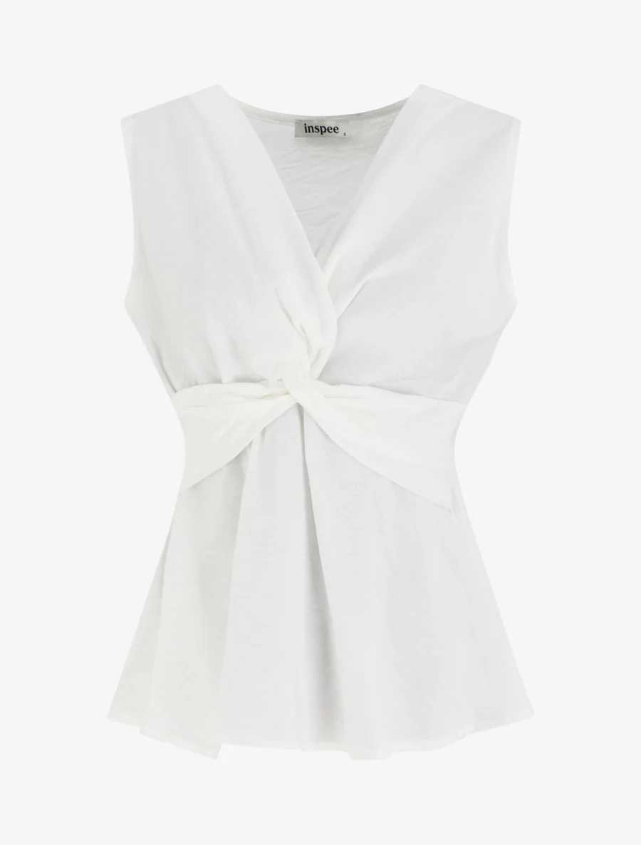 Mouwloze top met gedraaid effect - Wit