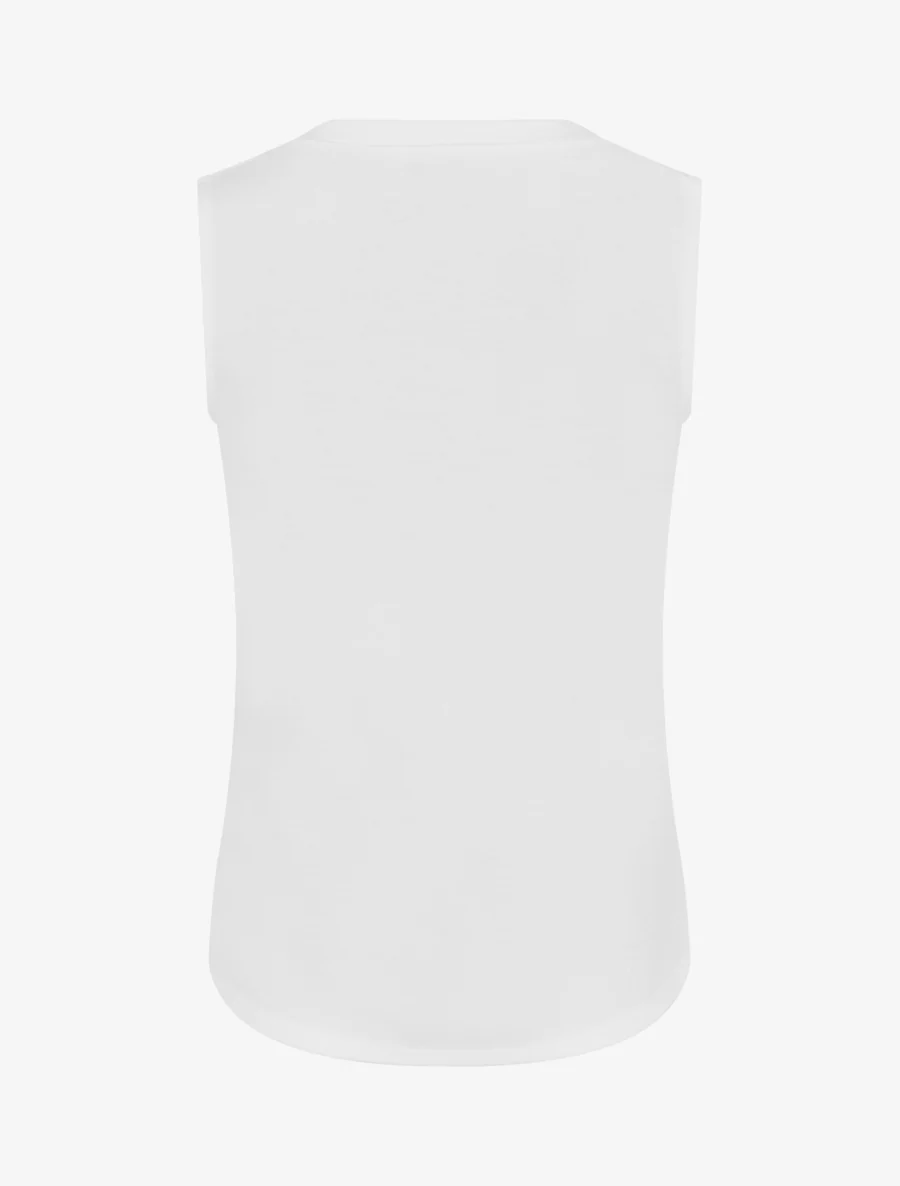 Mouwloze top met gedrapeerd effect en knopen. - Wit - Image 2