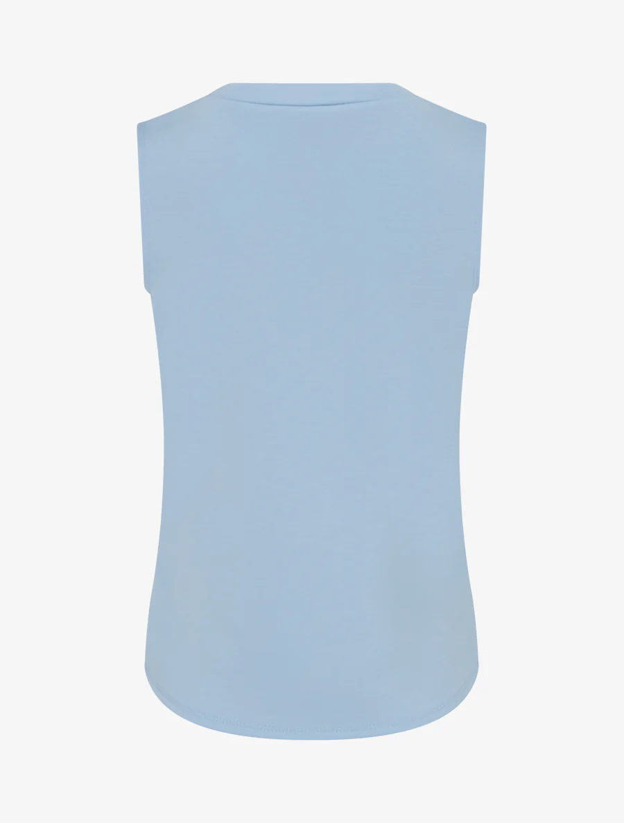 Mouwloze top met gedrapeerd effect en knopen. - Lichtblauw - Image 2