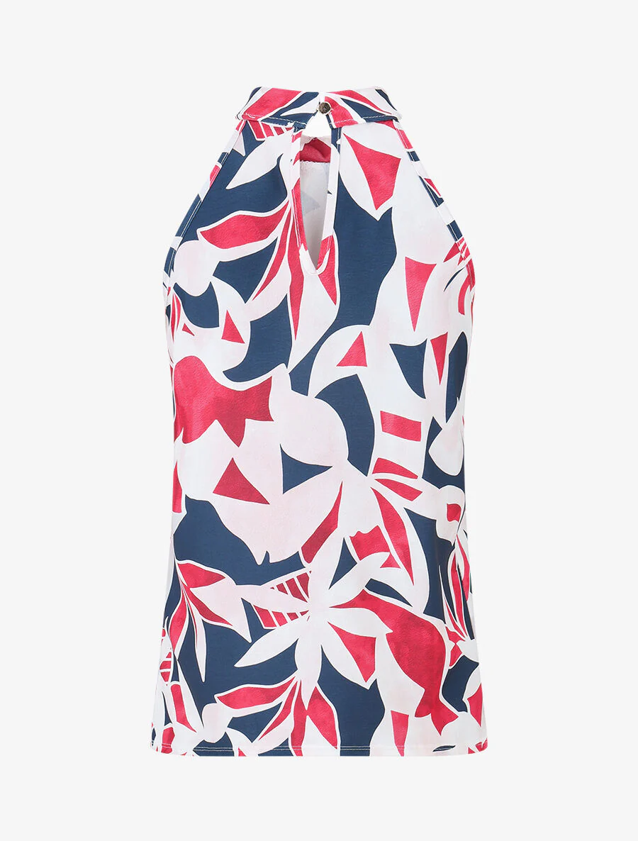 Mouwloze top met grafische print - Donkerblauw - Image 2