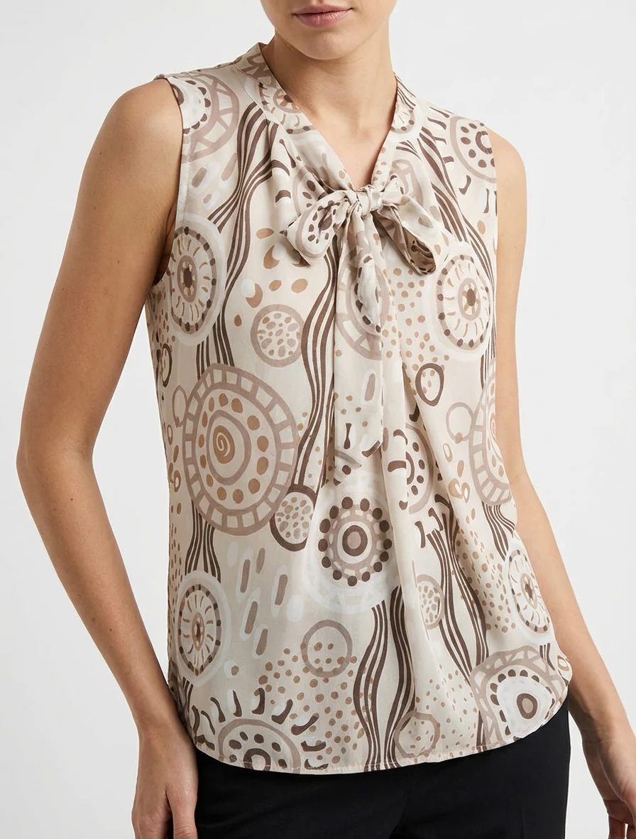 Mouwloze top met grafische print - Bruin - Image 4
