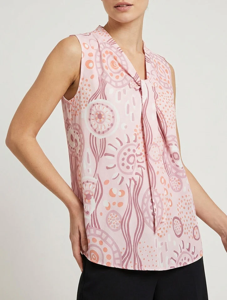 Mouwloze top met grafische print - Roos - Image 4