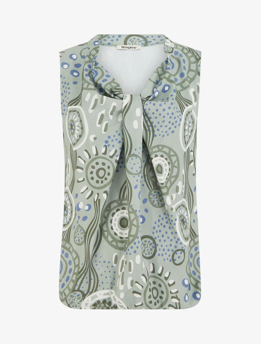 Mouwloze top met grafische print - Lichtgroen