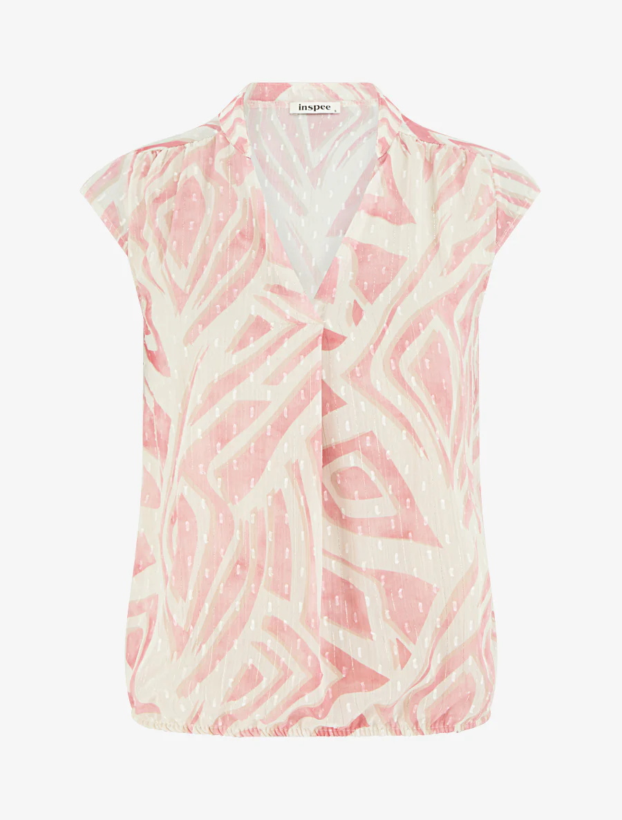 Mouwloze top met grafische print - Roos