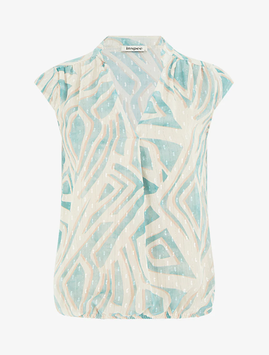 Mouwloze top met grafische print - Turkoois