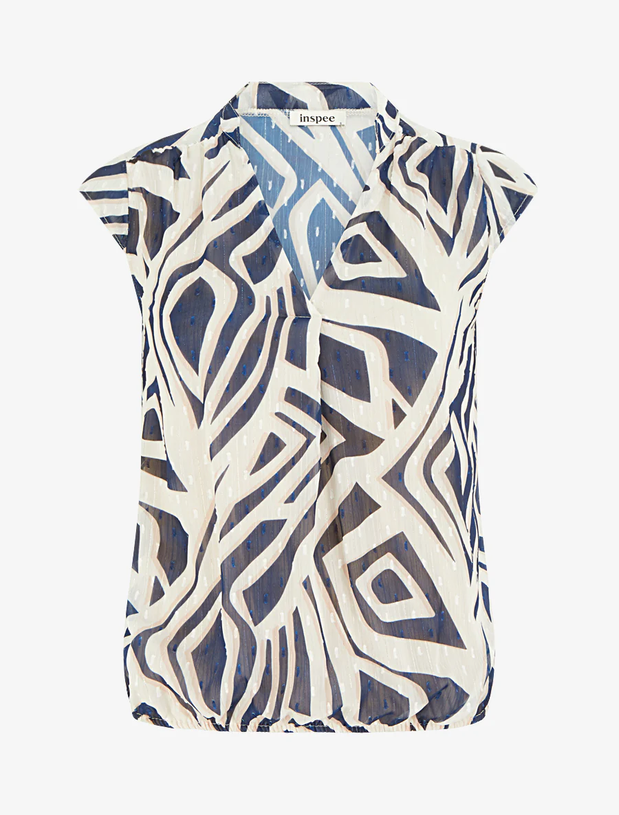 Mouwloze top met grafische print - Marine