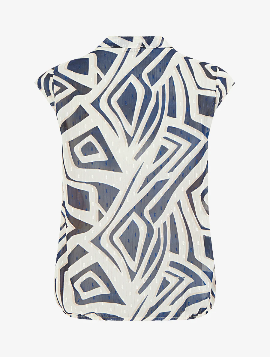Mouwloze top met grafische print - Marine - Image 2