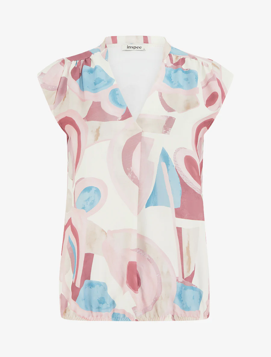 Mouwloze top met grafische print - Roos