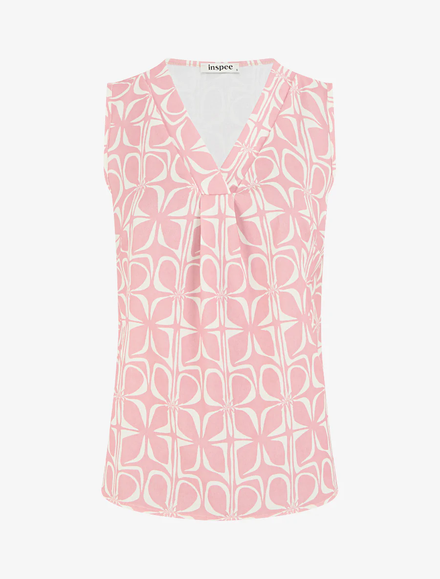 Mouwloze top met grafische print - Roos
