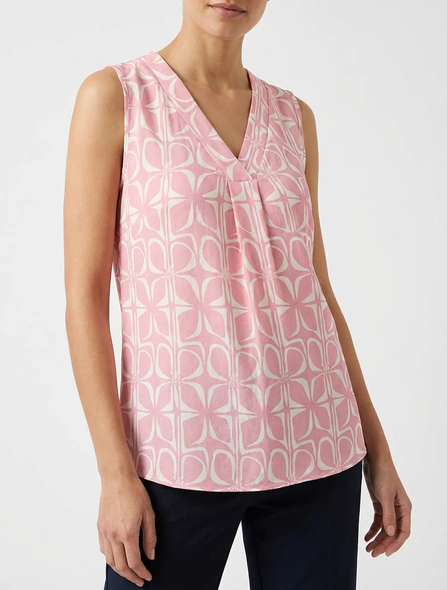 Mouwloze top met grafische print - Roos - Image 4