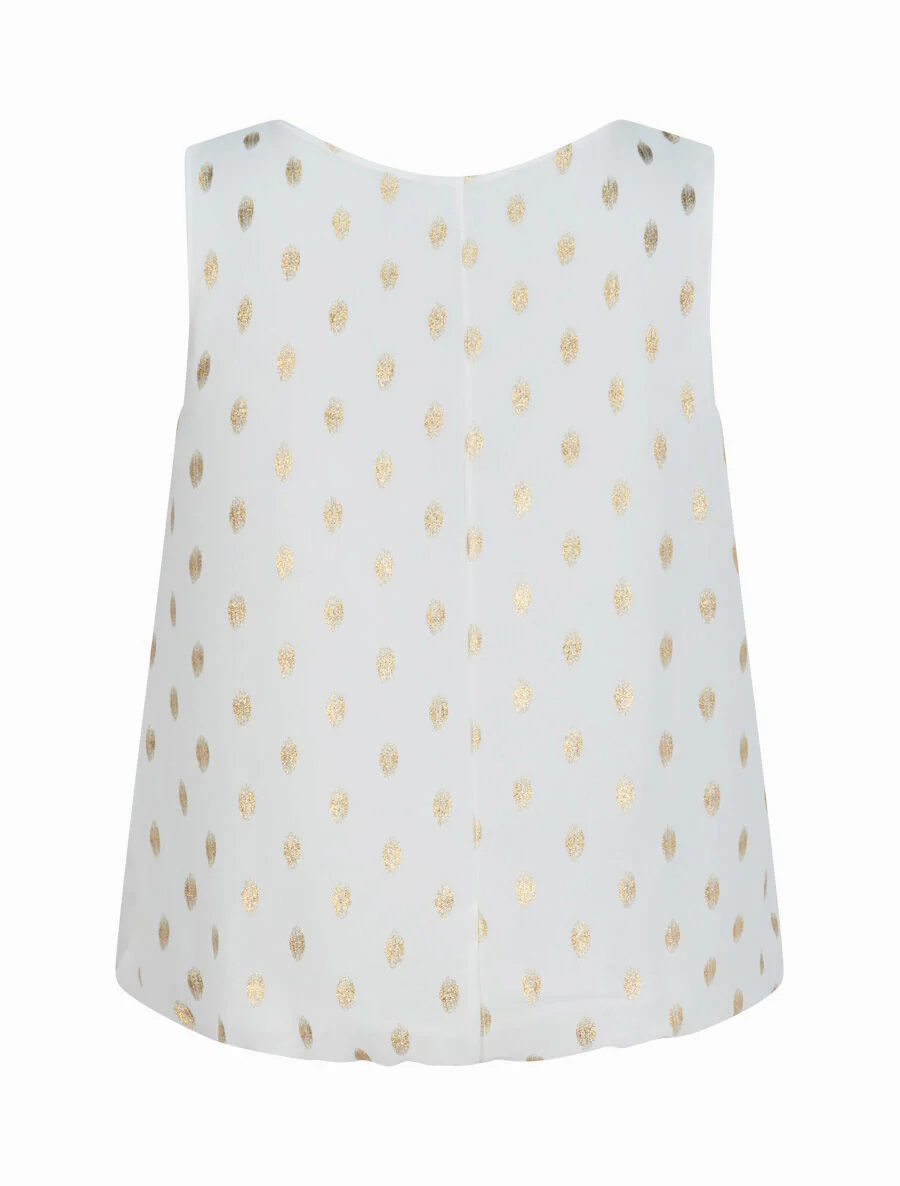 Mouwloze top met iriserende stippenprint - Wit - Image 2
