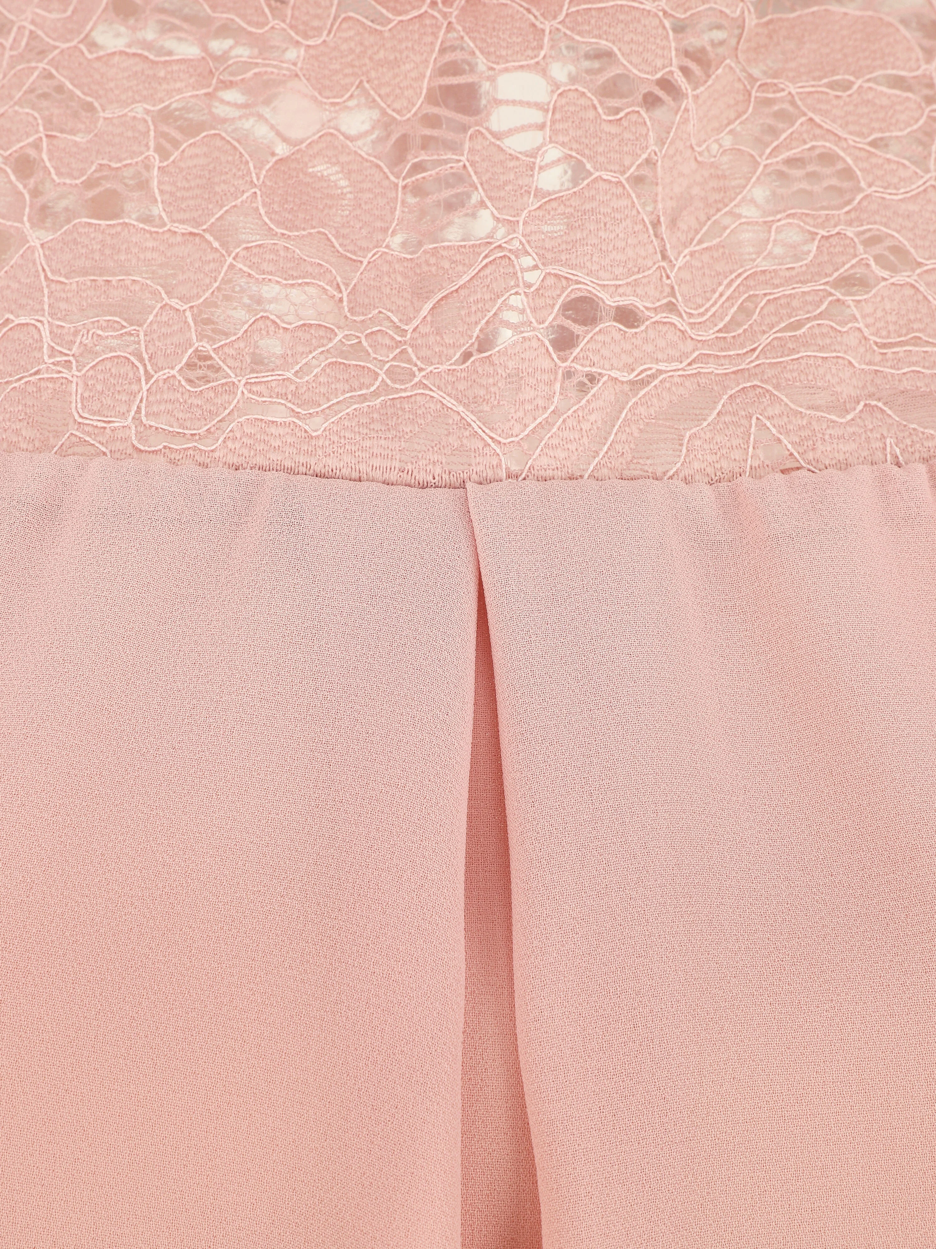 Mouwloze top met kanten schouders - Roze - Image 3