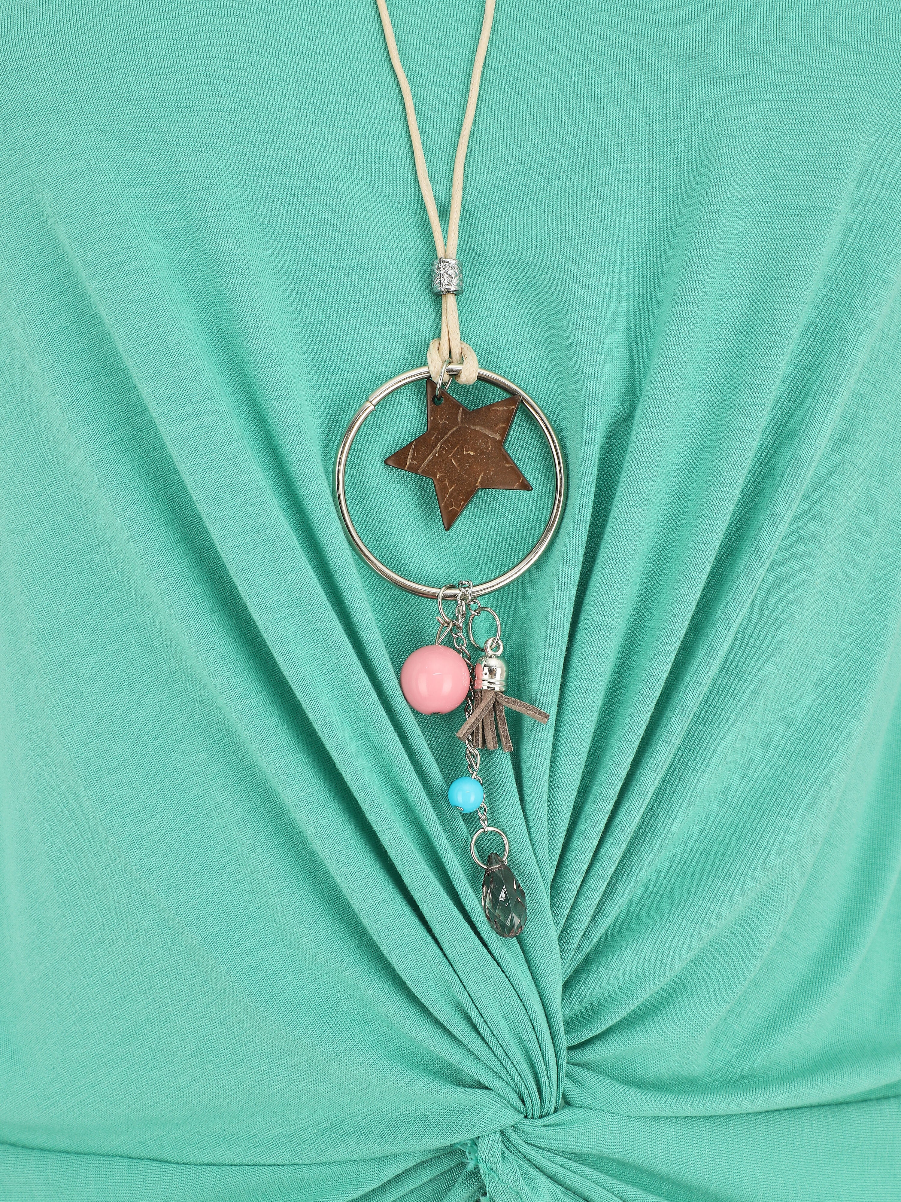 Mouwloze top met knoop - Turkoois - Image 3
