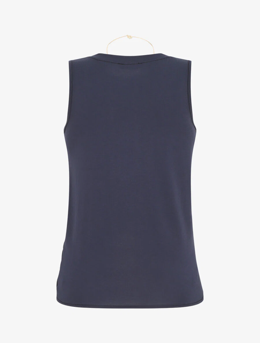 Mouwloze top met knoop - Donkerblauw - Image 2