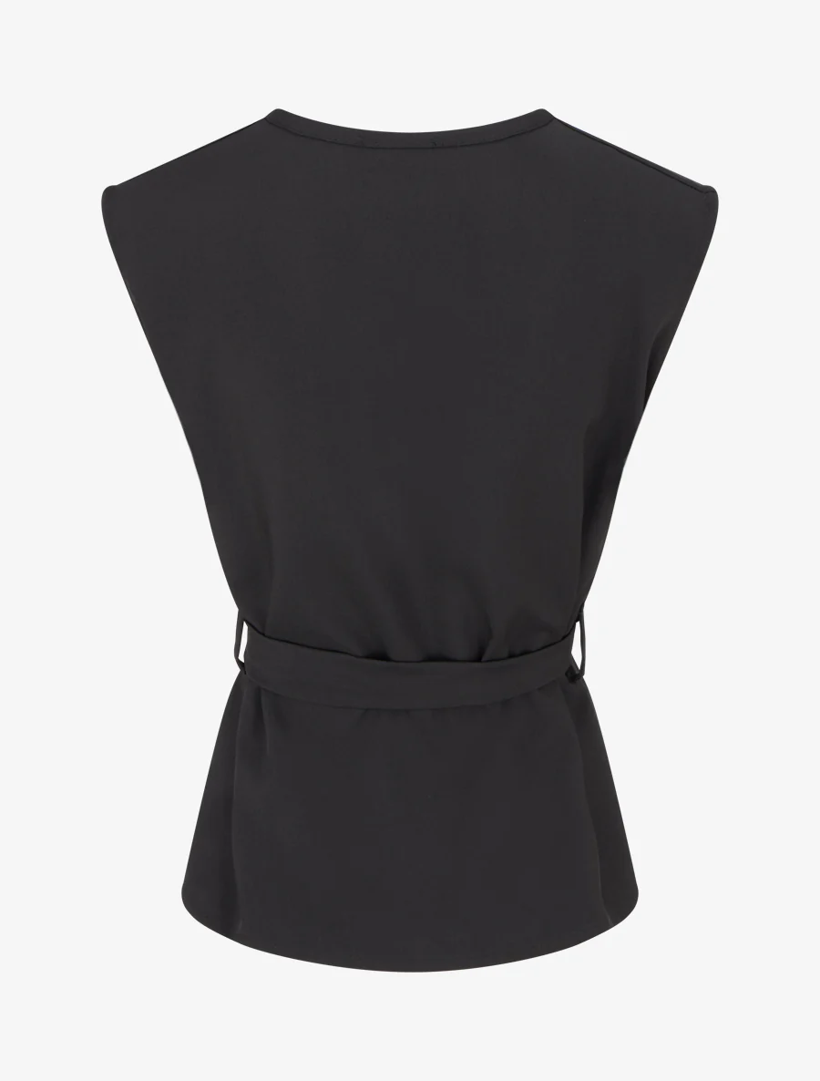 Mouwloze top met knopen - Zwart - Image 2