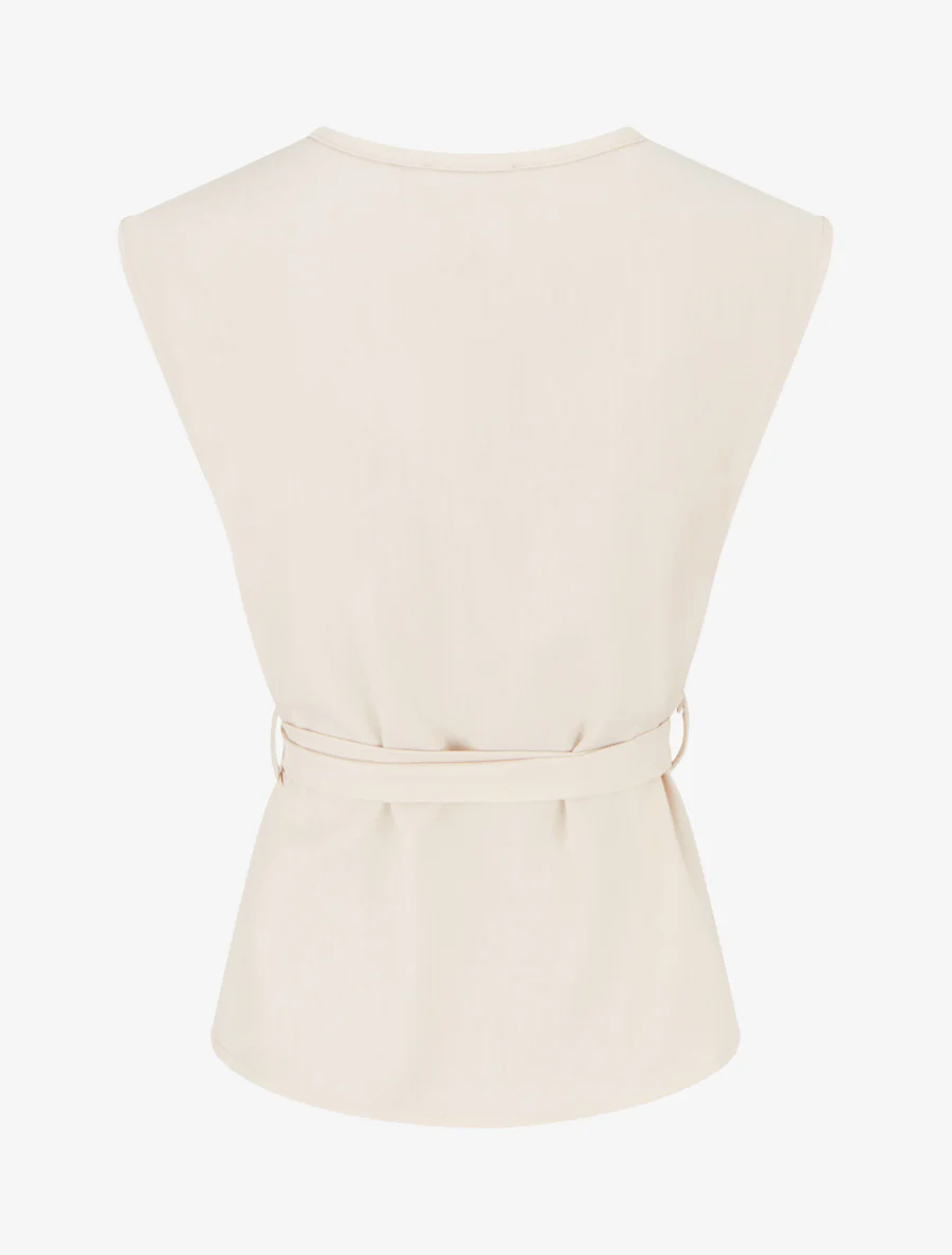 Mouwloze top met knopen - Beige - Image 2