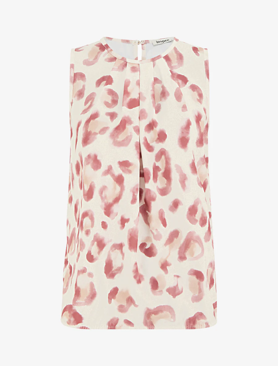 Mouwloze top met luipaardprint - Oudroze