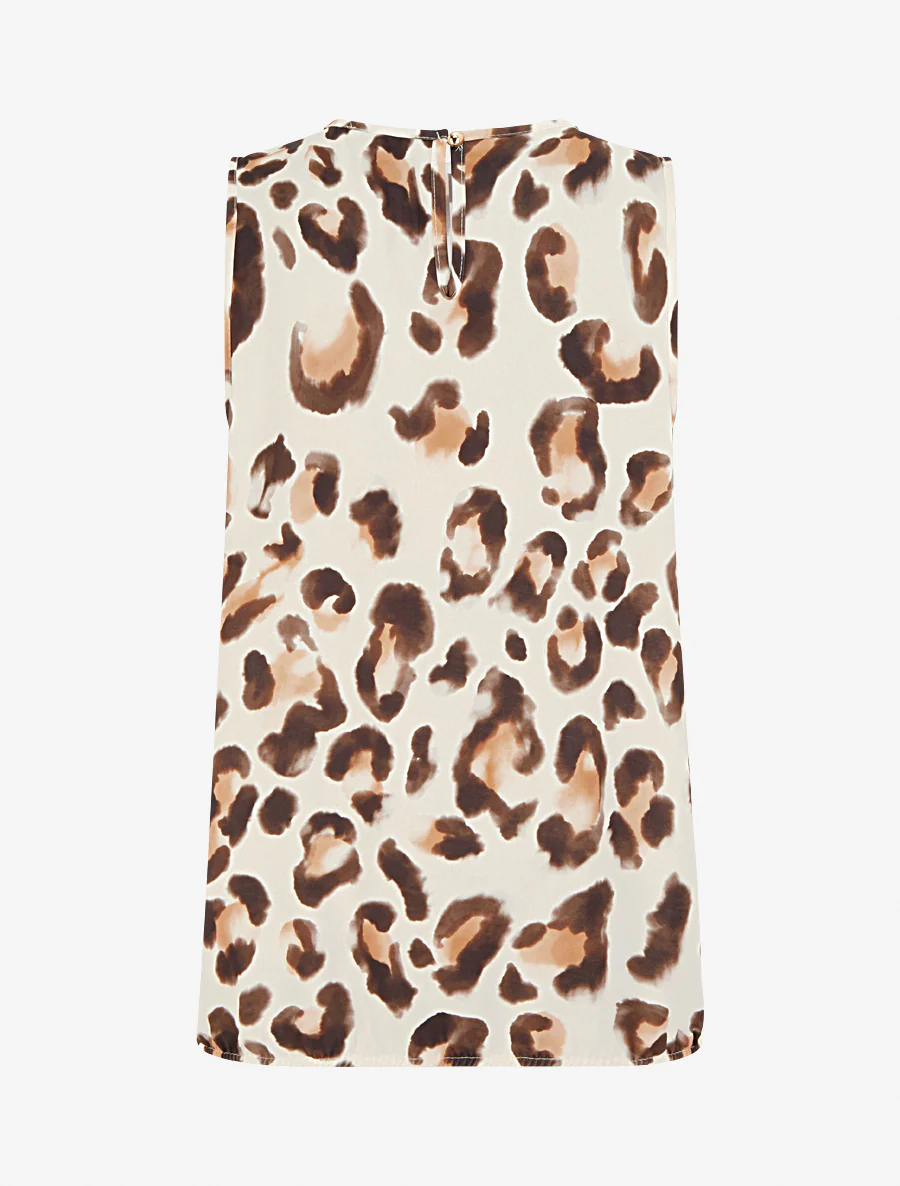 Mouwloze top met luipaardprint - Bruin - Image 2