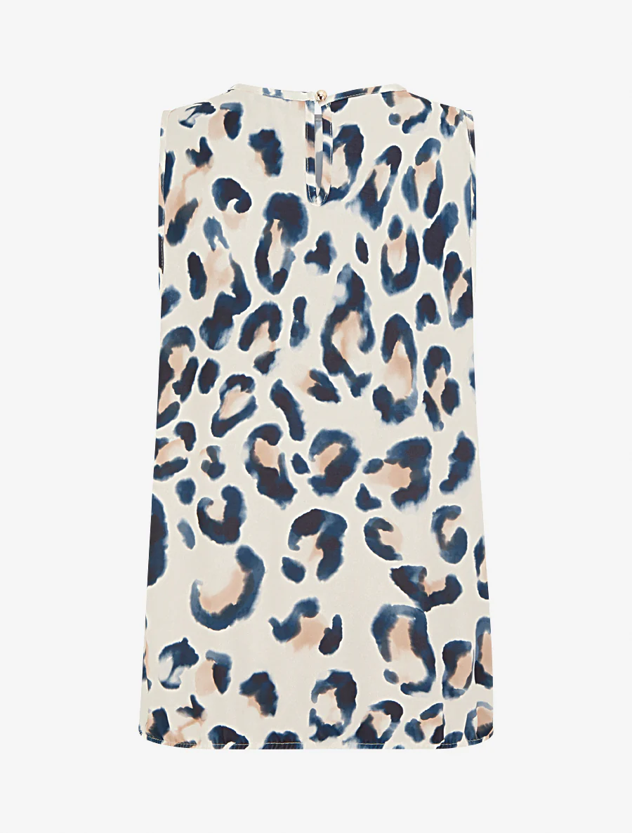 Mouwloze top met luipaardprint - Marine - Image 2